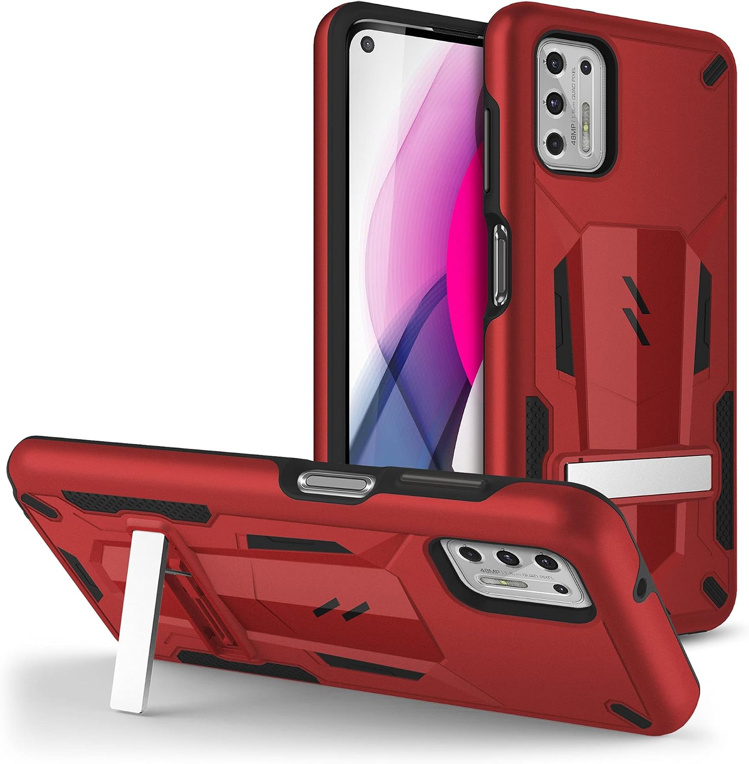 ZIZO Transform Series for Moto G Stylus (2021) Case - Rugged Dual-Layer Protection with Kickstand - Red