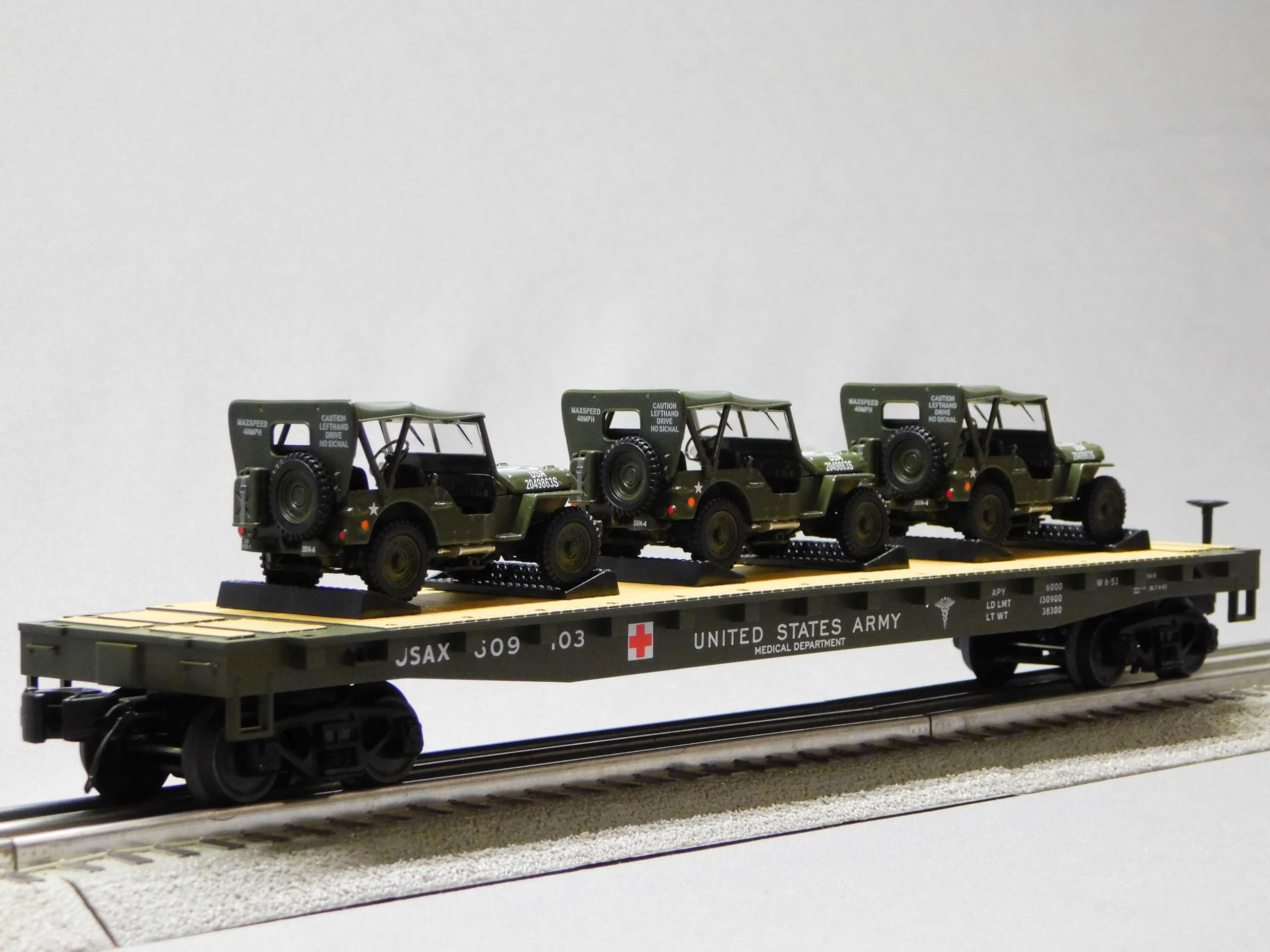 M.T.H. Electric Trains MTH Premier US Army Flat CAR W/Willy