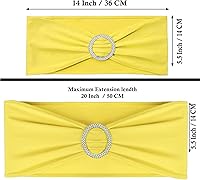 Vista 204 de MDS - Paquete de 50 bandas elásticas de elastano para silla, lazos elásticos para sillas con hebilla deslizante, ajuste universal para bodas, Acción