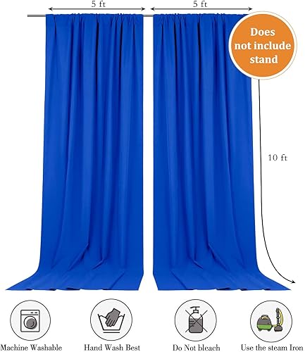Miniatura 2 de Cortina de fondo azul de 10 x 10 pies para fiesta, cortinas de fondo para sesión de fotos, cumpleaños, boda, día de San Valentín, Mardi Gras,