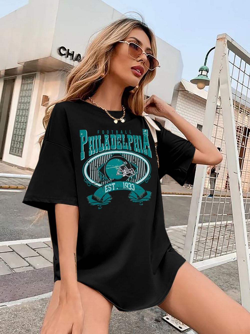 Football Shirts Women Game Day Oversized Shirt Football Team Fan Tee Sports Jersey Gift Tops - Image 4