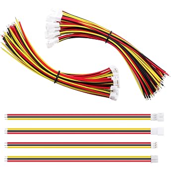 20 Pairs JST 2.0 PH 3 Pin Connectors Mini Micro JST PH 2.0 mm 3-Pin Female and Male with 150 mm 22AWG Cable Wire