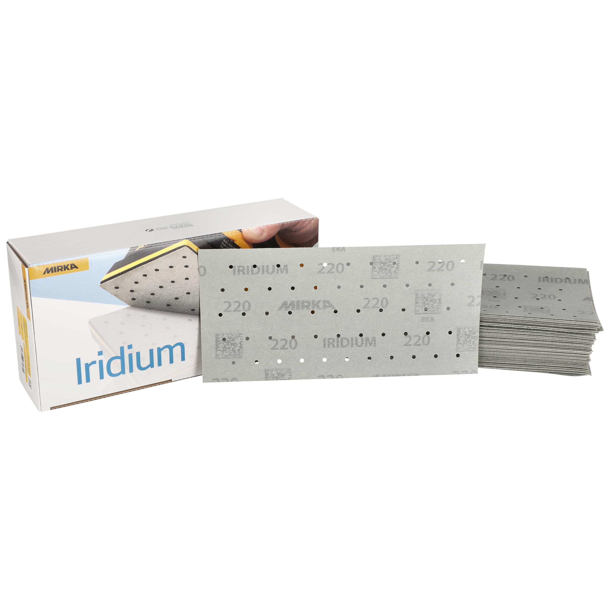 Mirka papier ścierny Iridium 115x230 mm 55 otworów rzep | Mirka Iridium papier ścierny 220 do lakieru szpachli podkładu drewna stali materiałów mineralnych plastiku