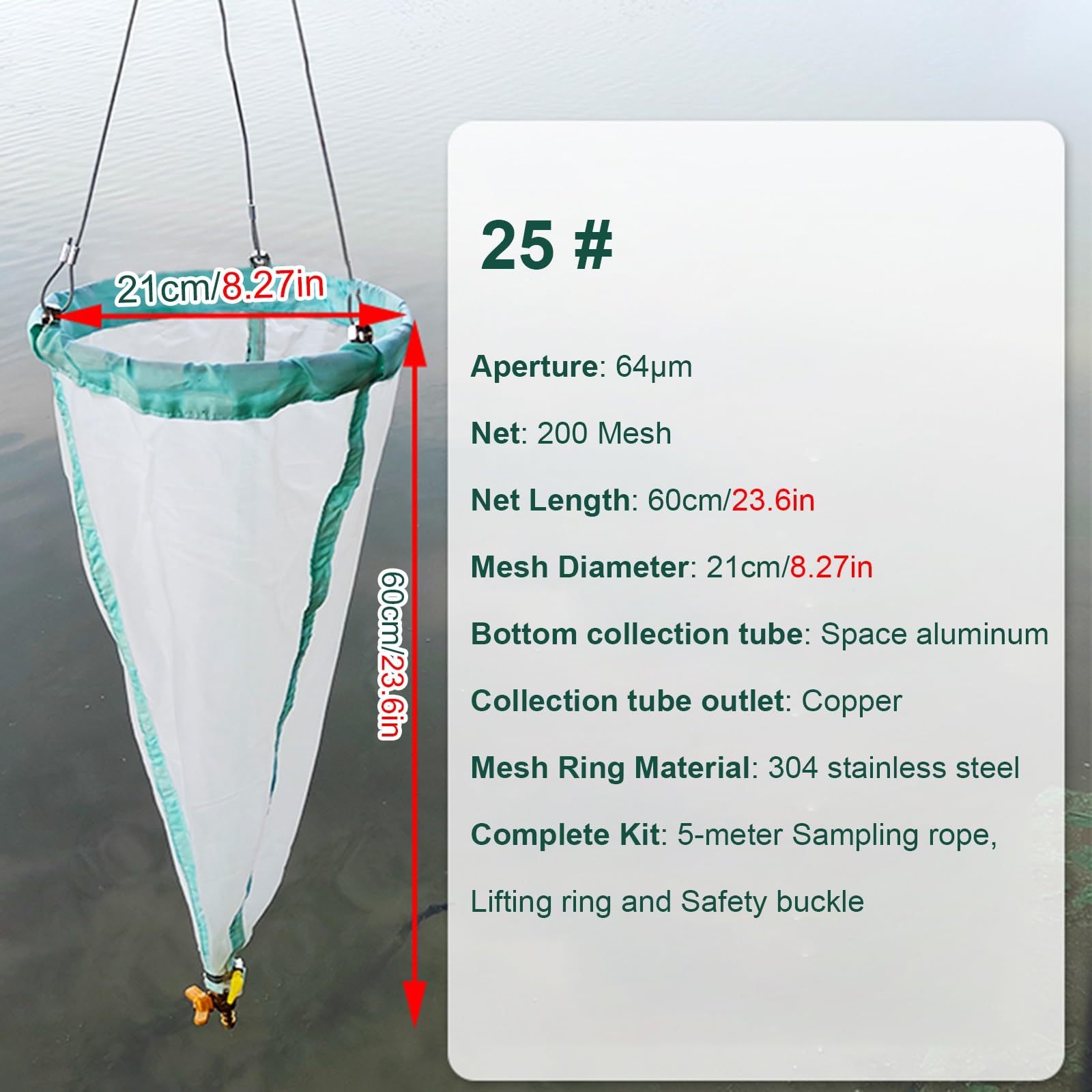 Red para Peces de Acuario, Red de recolección de plancton de 200 Mallas con Poste telescópico Ajustable de 250-300 cm
