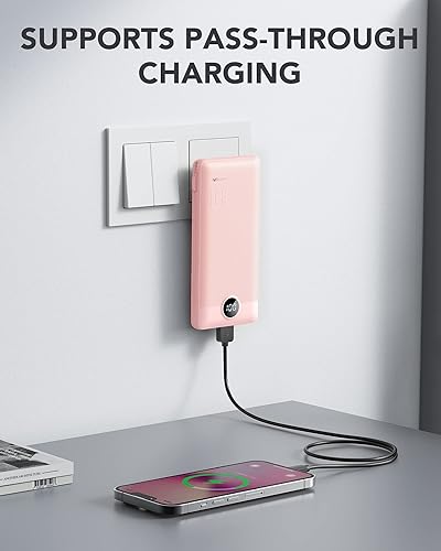 Miniatura 3 de VRURC VRURCCargador portátil con cables integrados y enchufe de pared de CA, banco de alimentación USB C de 10000 mAh, cargador de teléfono esencial