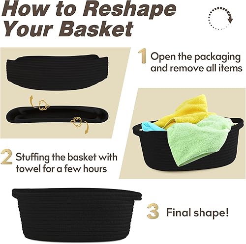 Miniatura 6 de Pro Goleem Cesta tejida pequeña con bolsas de regalo y cintas, cestas duraderas para regalos, cesta de cuerda pequeña vacía para almacenamiento