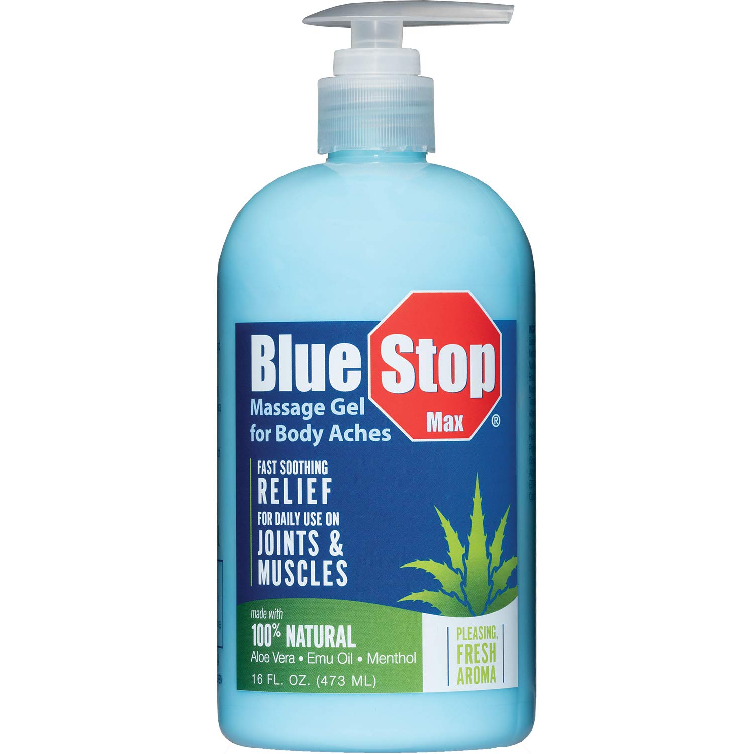 Blue Stop Max Massage Gel and Muscle Rub Made with Aloe Vera, Emu Oil