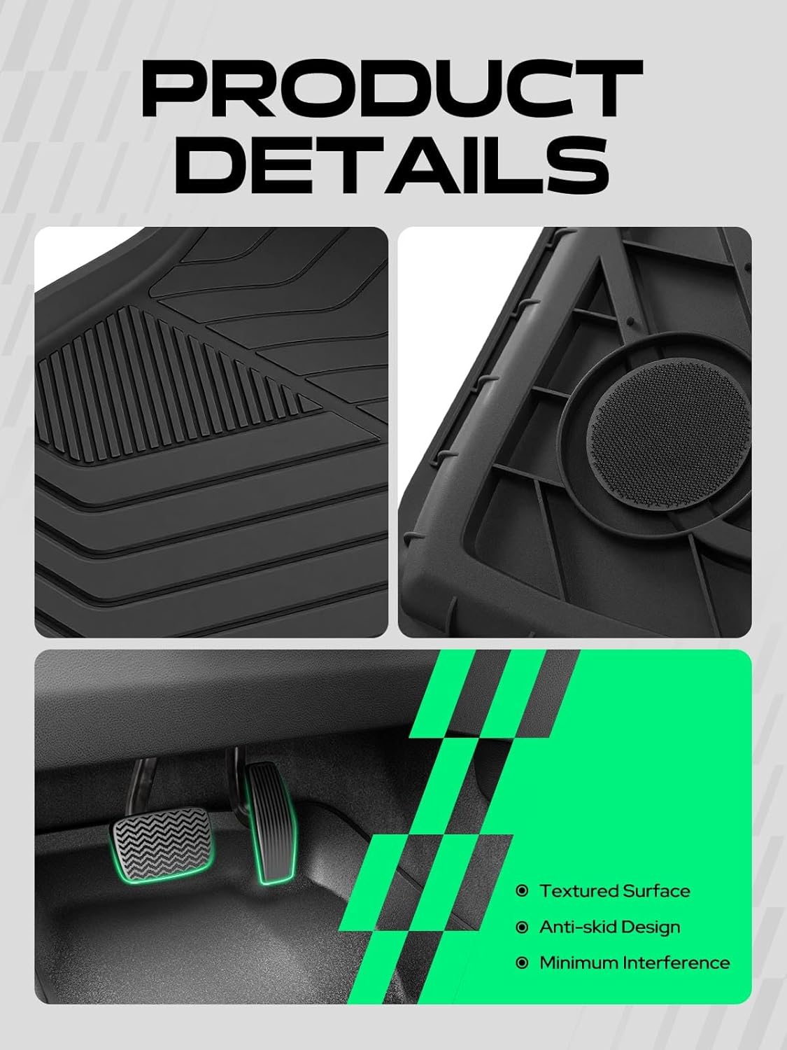 YHTAUTO Floor Mats Compatible with Honda Pilot 2016-2022 (8 Seats No Elite), TPE Floor Liners All-Weather Protection Custom Fit, 1st & 2nd Row & 3 Rows, Set of 4 Black