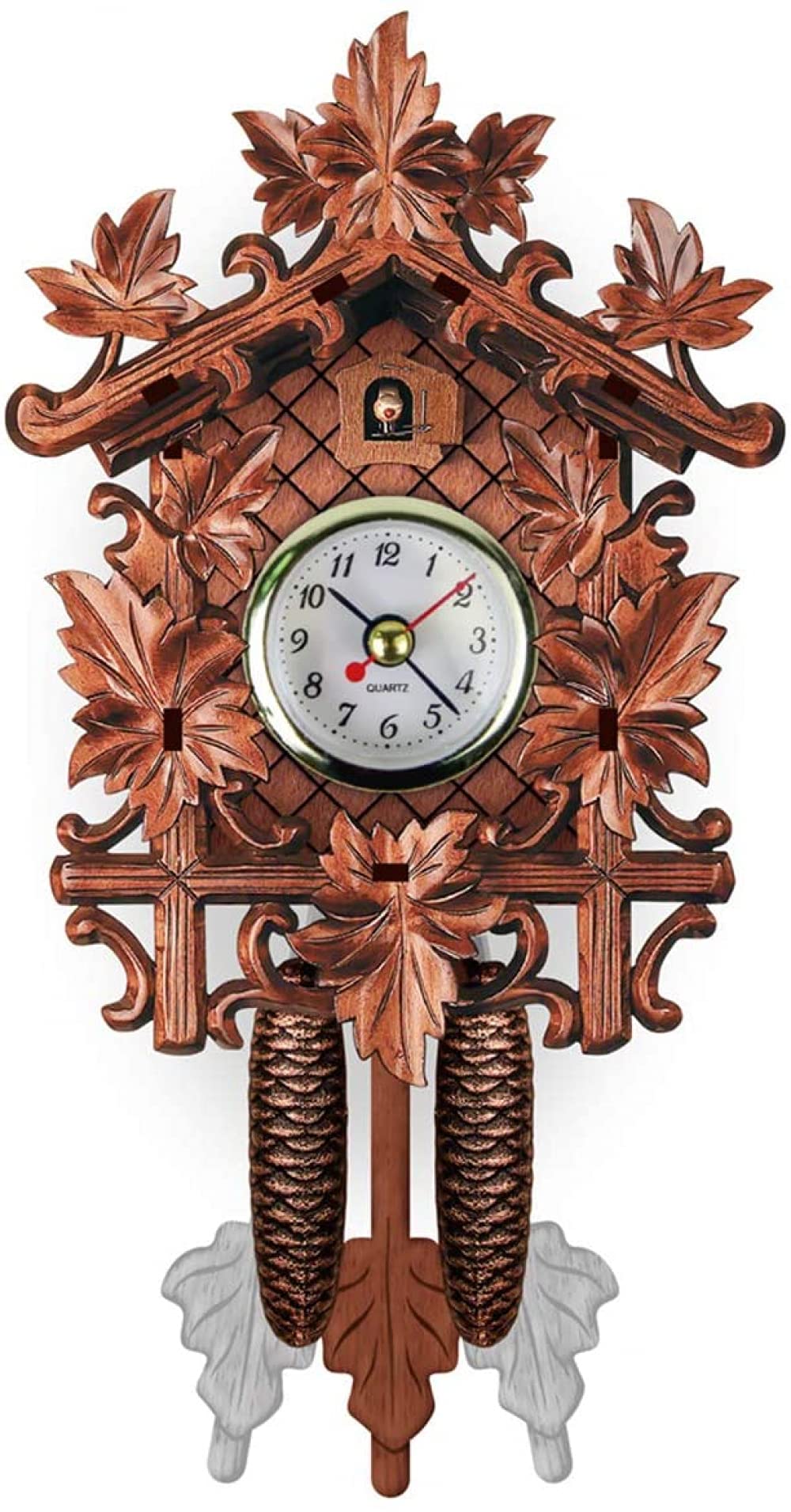 Yrhh B Wood Crafts Cuckoo Clock Tree Style Wall Clock With Vintage Decoration Wooden Wall Clock-A