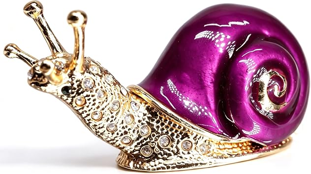Waltz&F Purple shell snail Trinket Box Hinged Hand-painted Figurine Collectible Ring Holder jewelry box