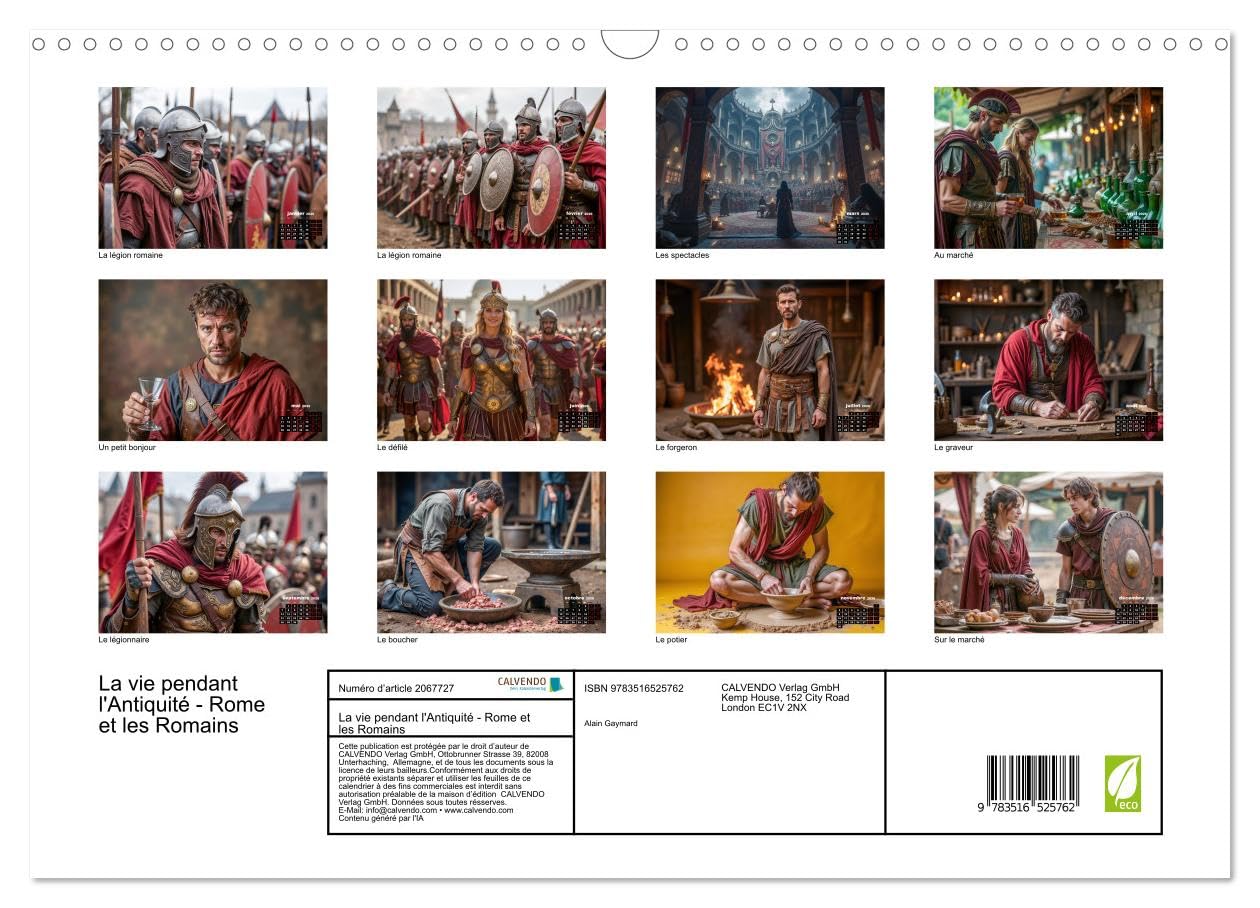La vie pendant l'Antiquité - Rome et les Romains (Calendrier mural 2026 DIN A3 horizontal), CALVENDO calendrier mensuel: Scènes de la vie courante dans la Rome antique
