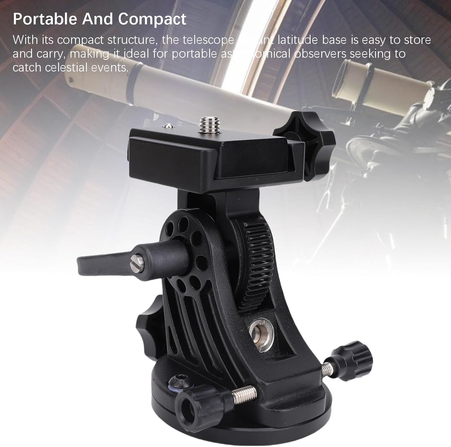 Latitude Adjustment Seat, Equatorial Wedge Instrument Latitude Base with 3/8 Inch Screw, 0-90° Fine Tuning, Aluminum Alloy Latitude Base for Astronomy Telescope