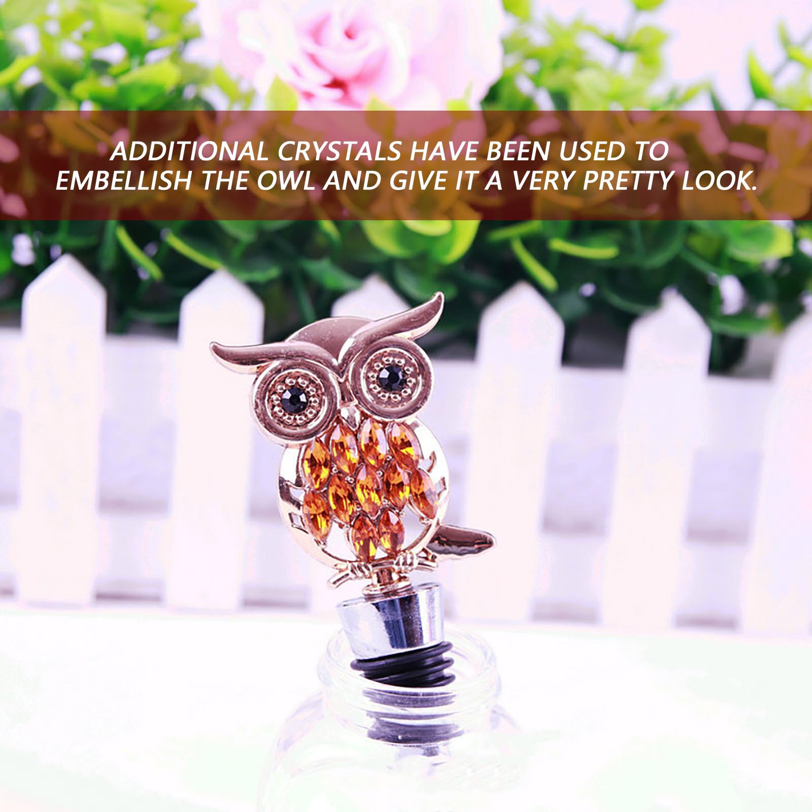 Owl Zinc Alloy Wine Stoppers Cute Durable Crystal Owl Wine Stopper Eye-Catching Glass Animal Shape Wine Bottle Stopper for Wine Lovers Wine Cork - Image 4