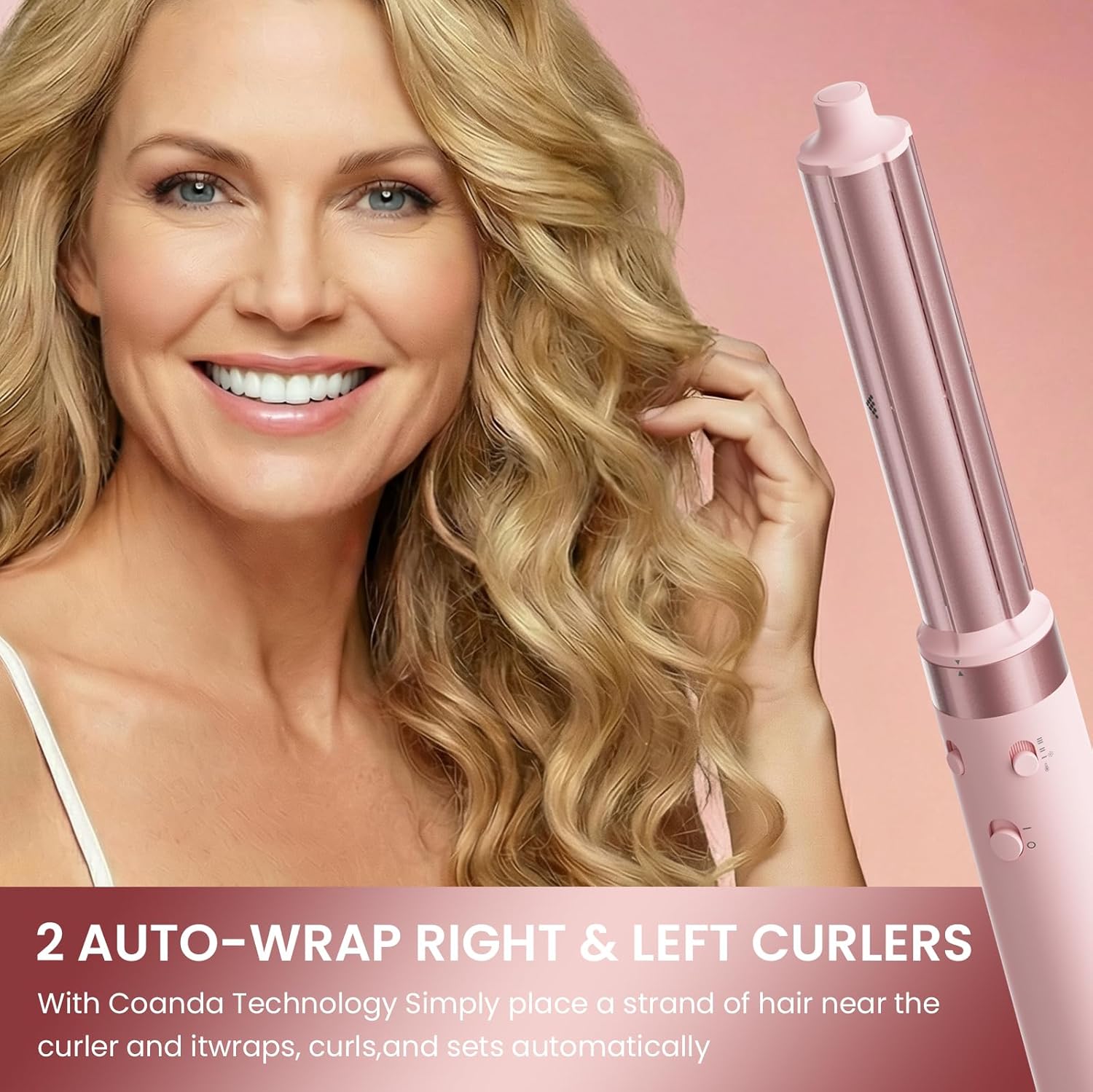 MESCOMB Dual Voltage Hot Air Styler Wrap - 5 in 1 Hair Dryer Brush with Fast Drying Blow Dryer, Styling, Straightening & Volumizing with Travel Bag (100V–240V) -Pink - Image 4