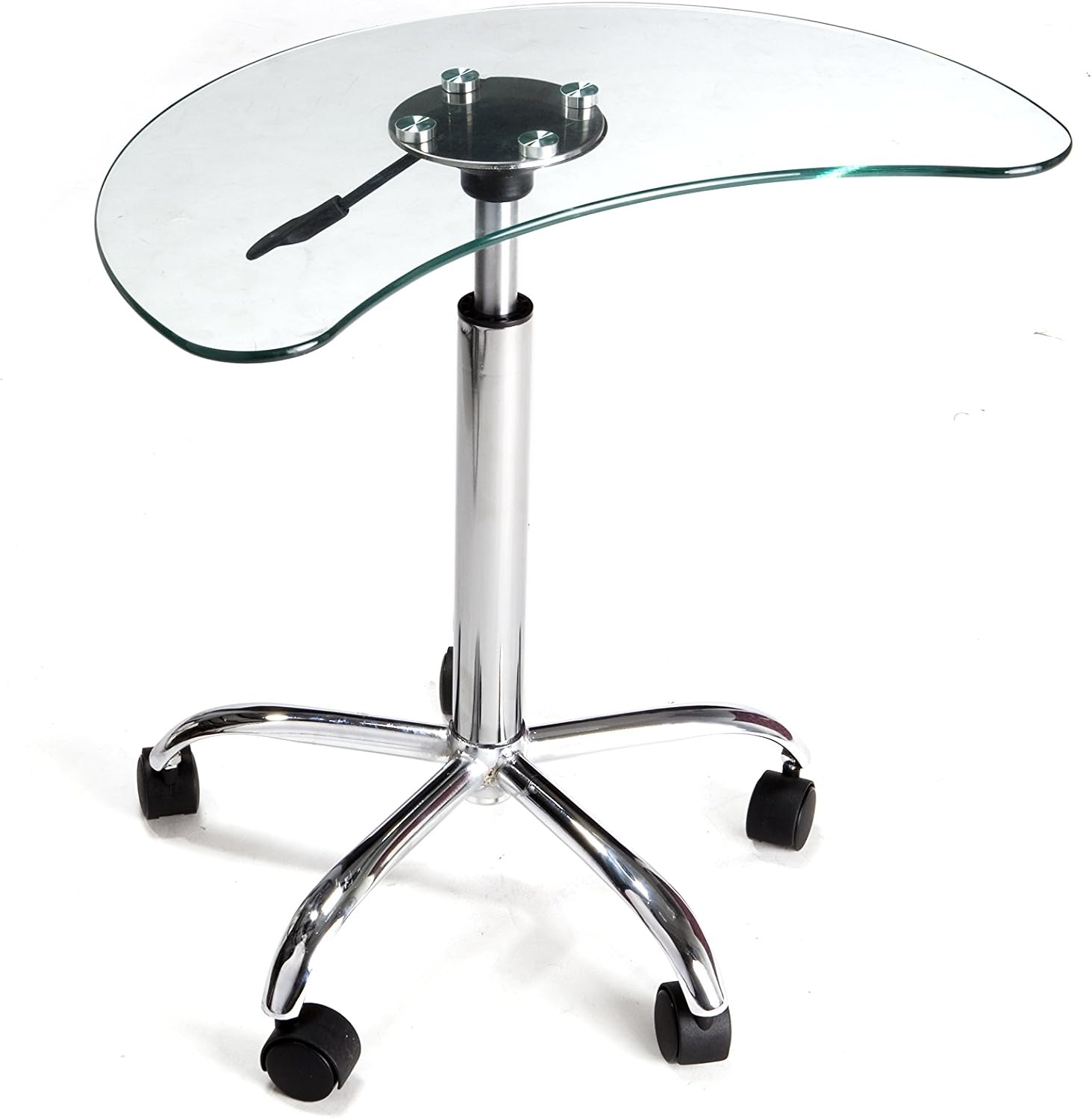 Clear Glass and Aluminum Laptop Stand with Casters