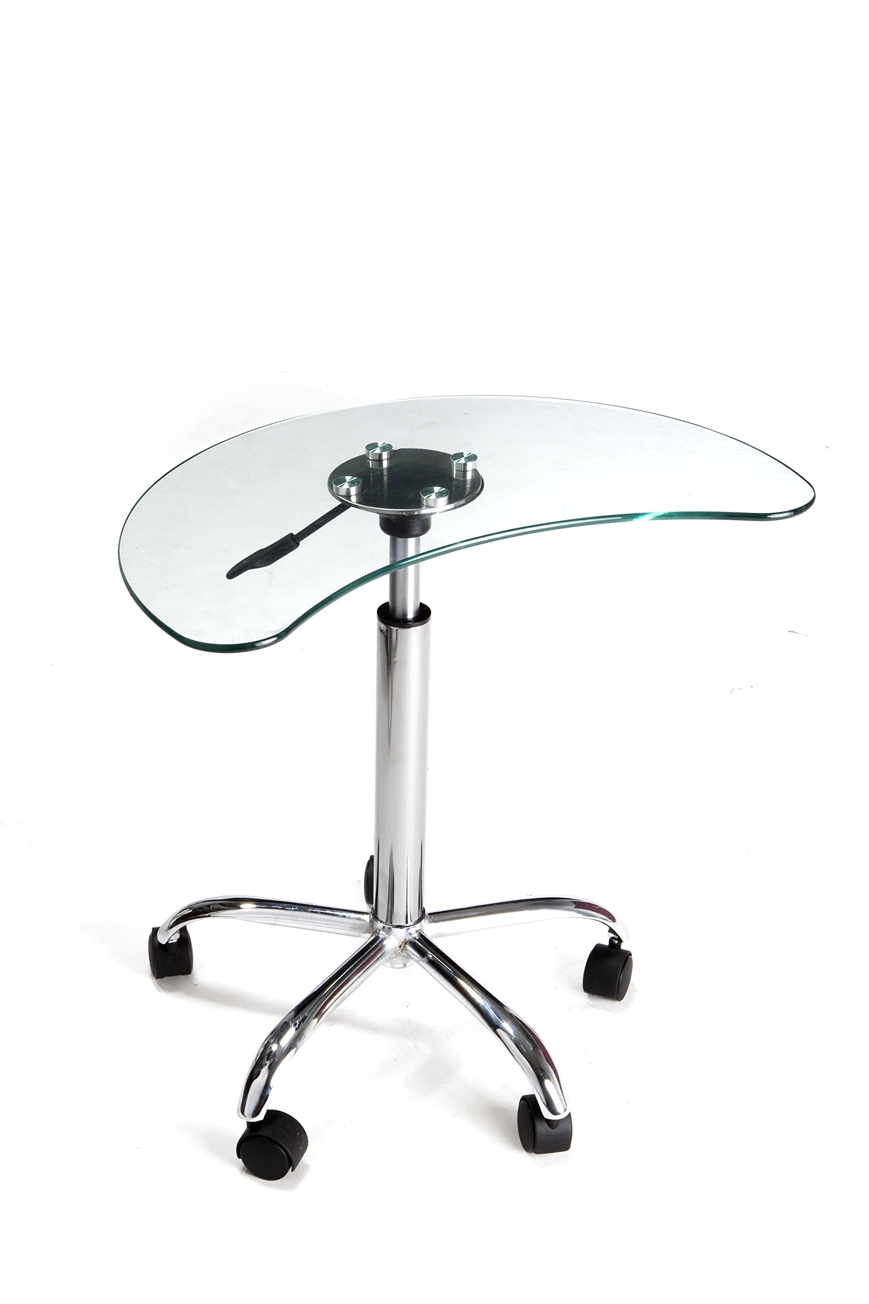 RTA Home and Office Clear Glass and Aluminum Laptop Stand with Casters