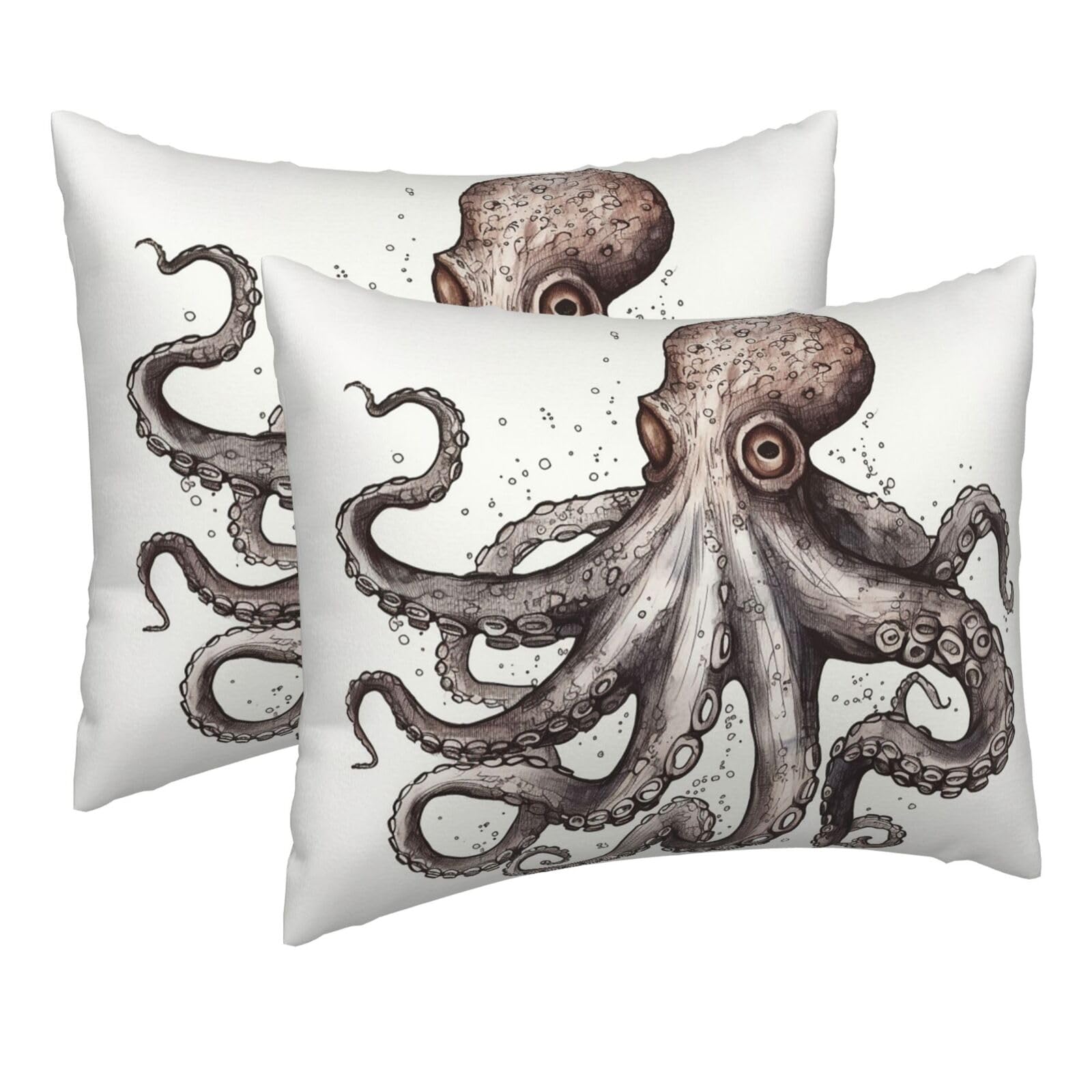 2 Pack Pillow Cases with Hidden Zipper, Soft Breathable Pillow Covers for Hair and Skin, Octopus Pillowcases 16"x20" Bed Pillow Protectors Cover for Sleeping Gifts