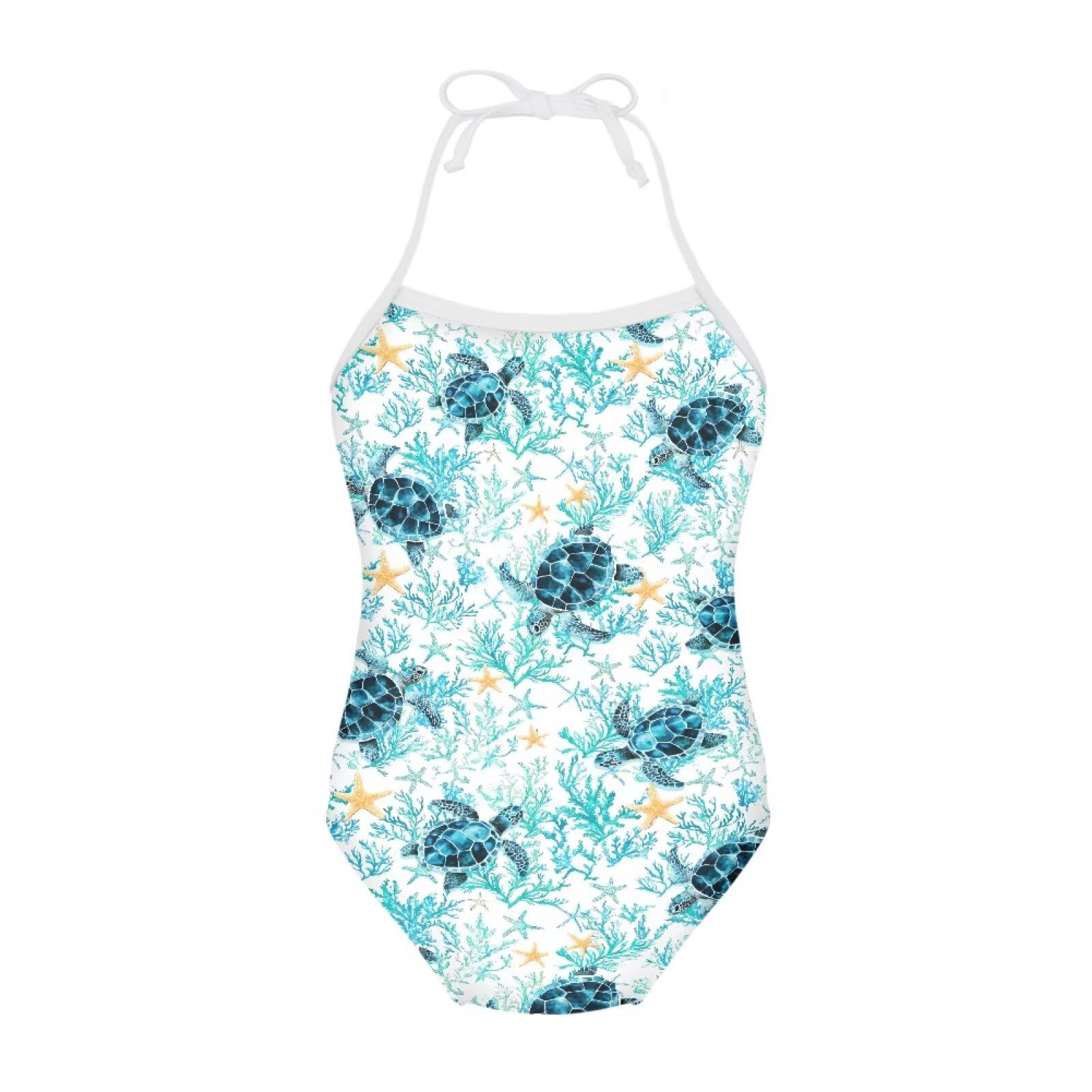 ELEQIN Cartoon Animal Cute Girls One Piece Swimsuit Adjustable Swimwear for 3Y-10Y