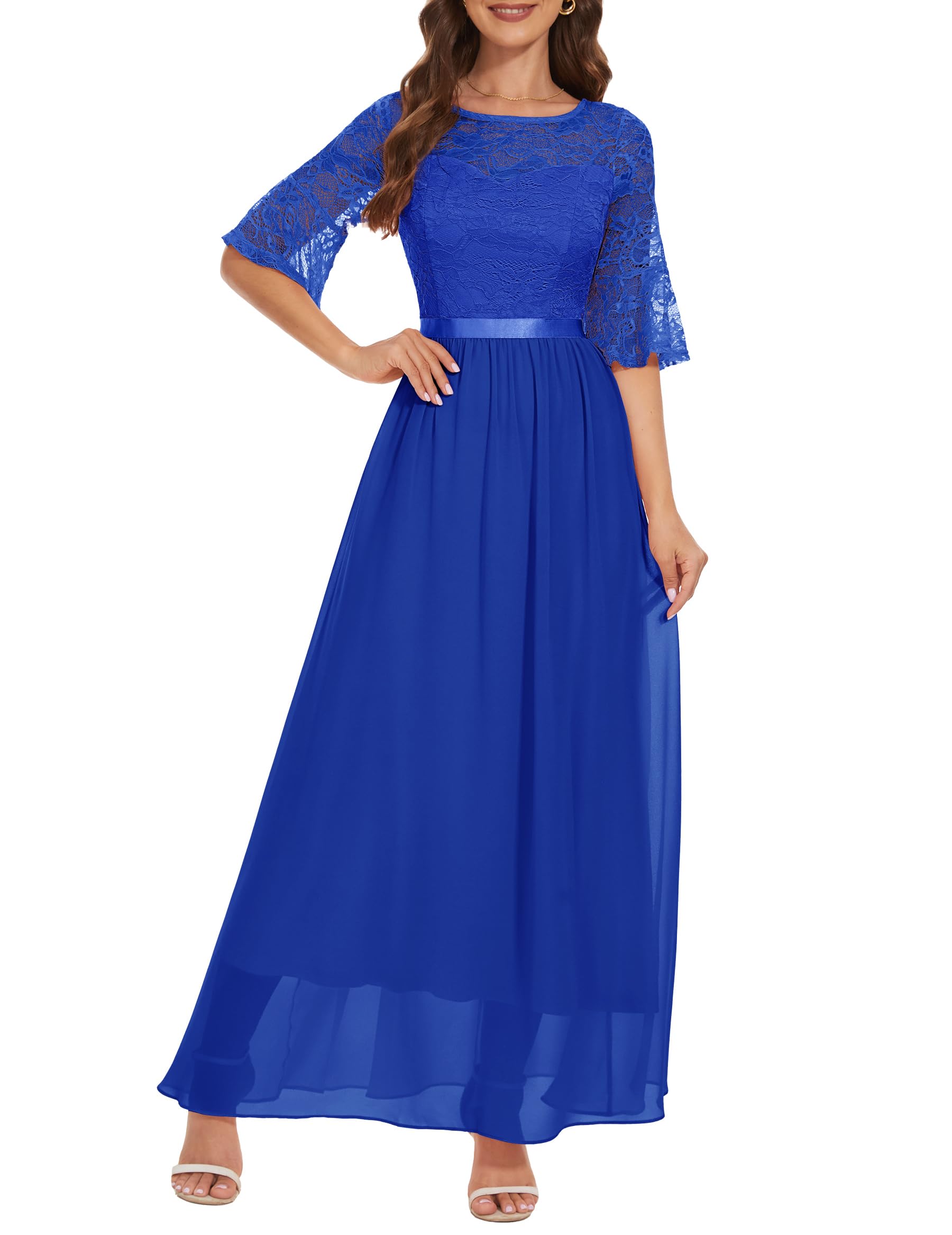 Wedtrend 2024 Formal Bell Sleeve Maxi Dress for Wedding Guests