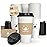 Coolcap Coffee Cups with Lids and Sleeves, 16 oz 50 pack To Go Cups with Lids, Paper Hot Coffee Cups for Hot & Cold Beverage (White, 16 oz)