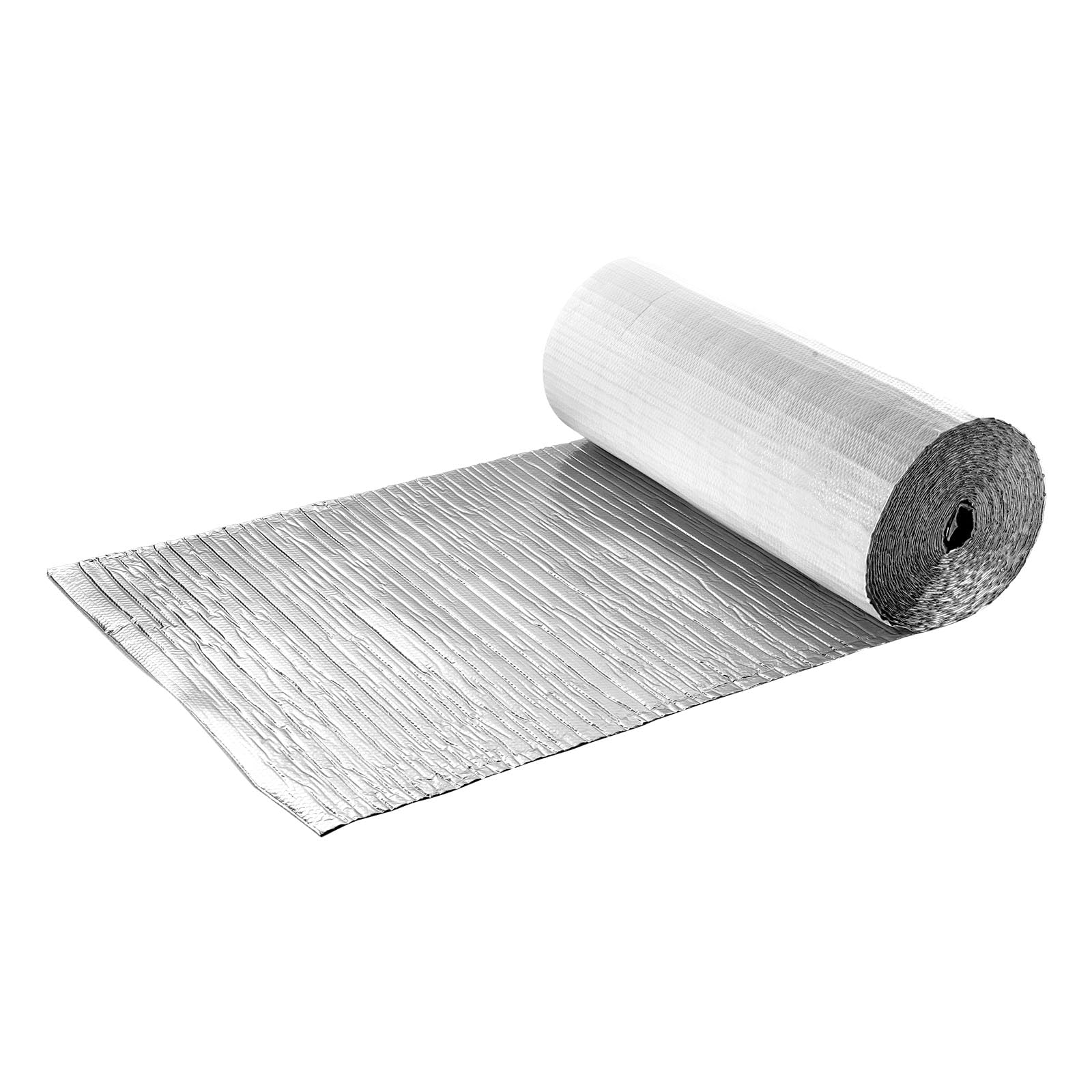 VEVOR Isolierfolie, Dämmfolie mit Luftpolstern, 6 mm, 122 cm x 30,48 m, Aluminiumfolie, weiße PE-Folie, wärmereflektierender Schutz, Wärmedämmrolle für Garagentore, Fenster, Wohnmobildächer