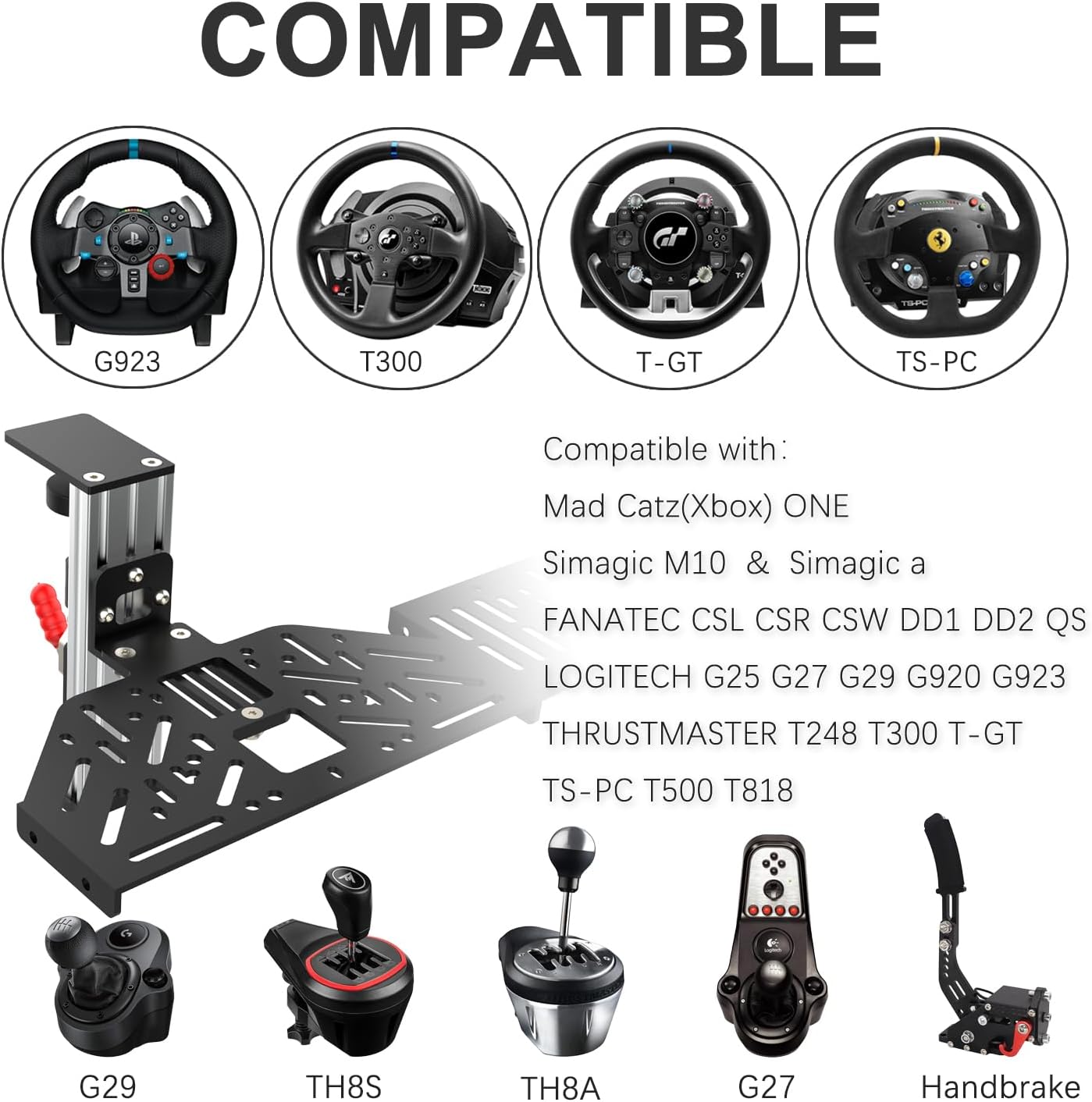 EG STARTS 1 Set Desk Mount for Sim Racing Wheel Stand Simulator Cockpit Wheel Stand Racing Steering Shifter Mount fit for Logitech G25 G27 G29 G920 G923 Thrustmaster T248 T300 T-GT TS-PC T500 T818