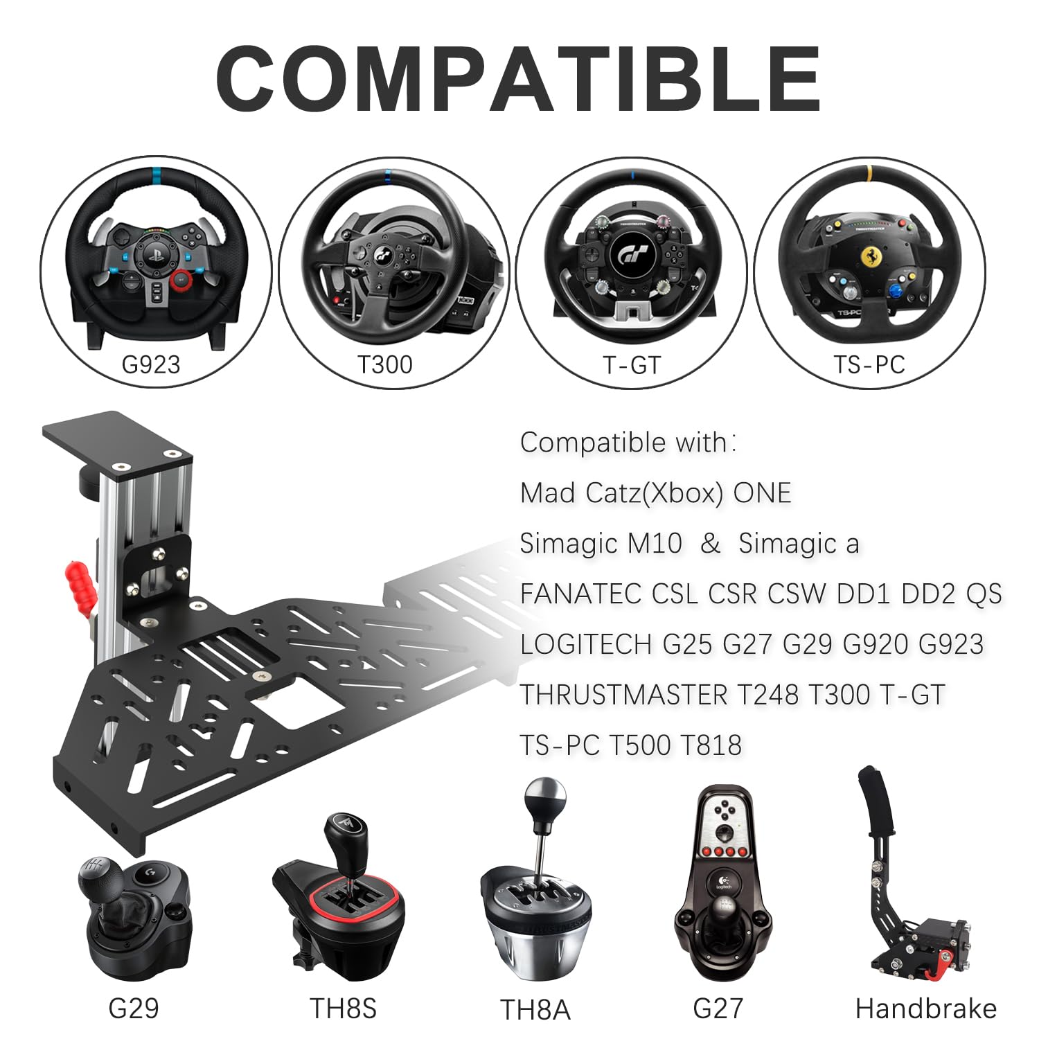 EG STARTS 1 Set Desk Mount Sim Racing Wheel Stand Simulator Cockpit Wheel Stand Racing Steering Shifter Support pour Logitech G25 G27 G29 G920 G923 Thrustmaster T248 T300 T-GT TS-PC T500 T818