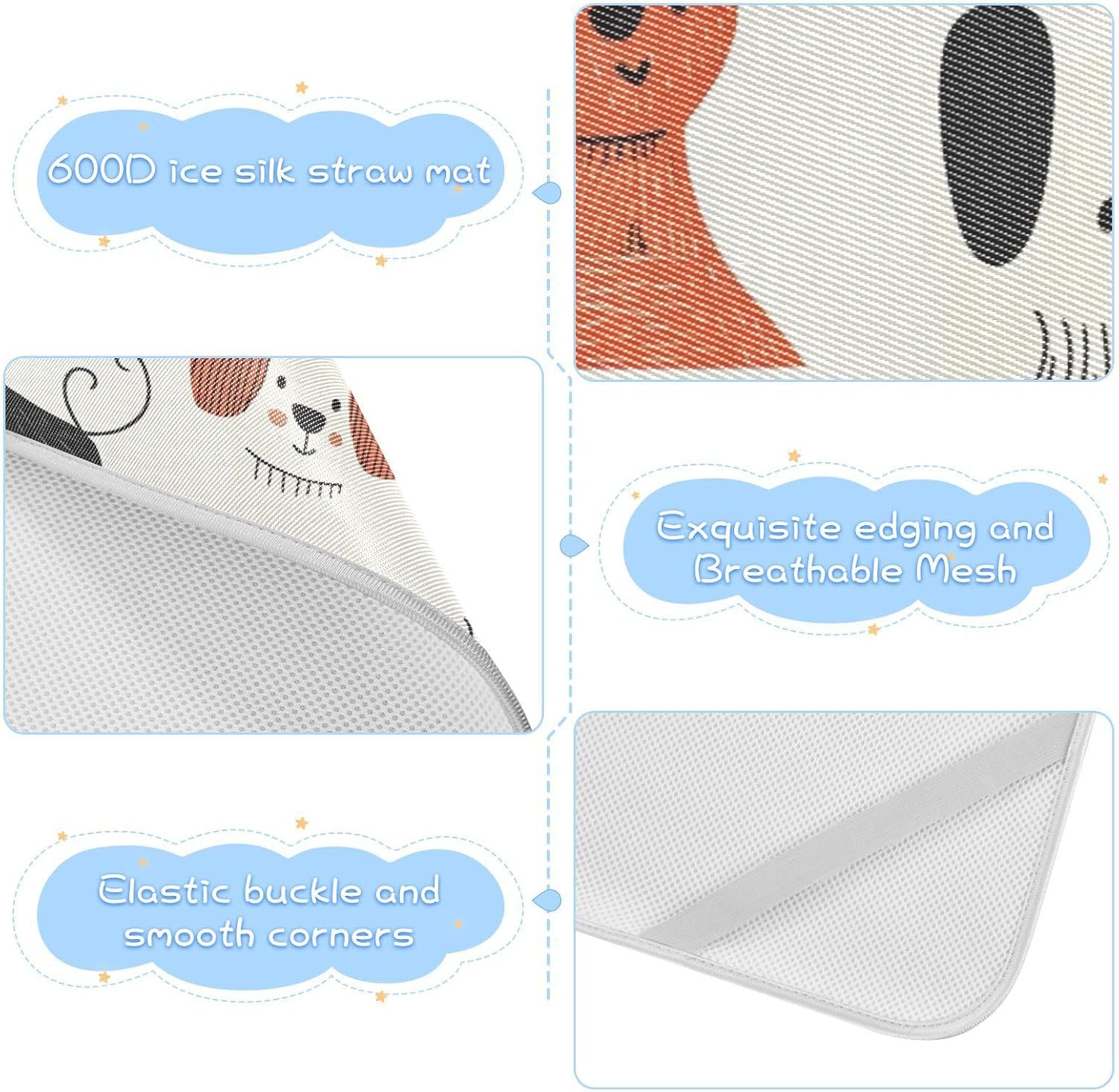 Cartoon Minimalist Dogs Lovely Cooling Baby Crib Mattress pad 28" x 52" Reusable Bed Pads for Kids, Adult