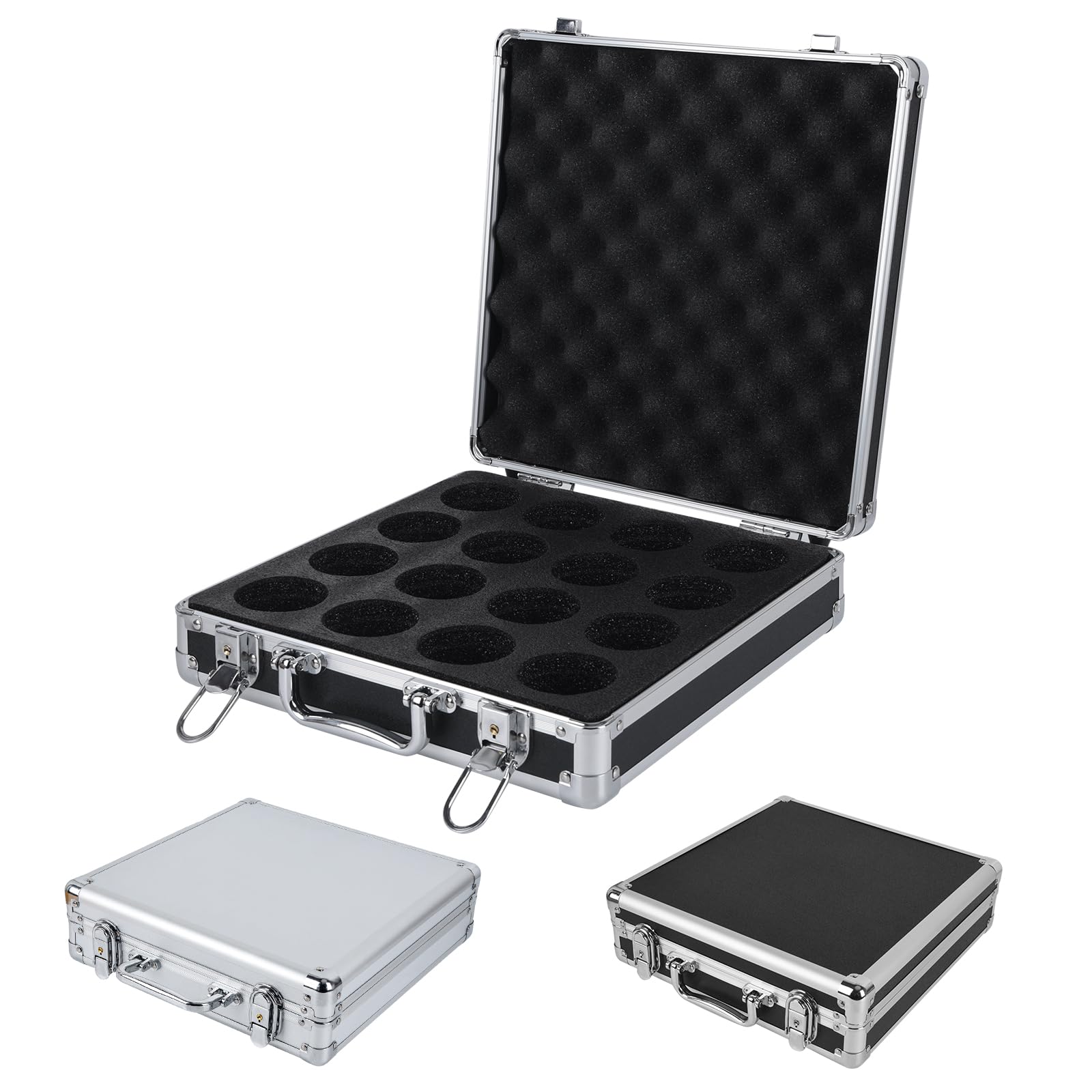 ChengFu Pool Ball Case, Billiard Balls Storage Box, can Holds 16 Billiard Balls with A Diameter of 2.25 inches, Portable Billiard Box with Hand Grip(Black)