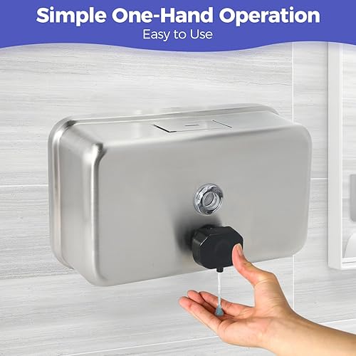 Miniatura 6 de Dispensador de jabón de pared de acero inoxidable resistente, 37.2 fl oz37 onzas, con forro a prueba de corrosión y bomba antifugas para uso