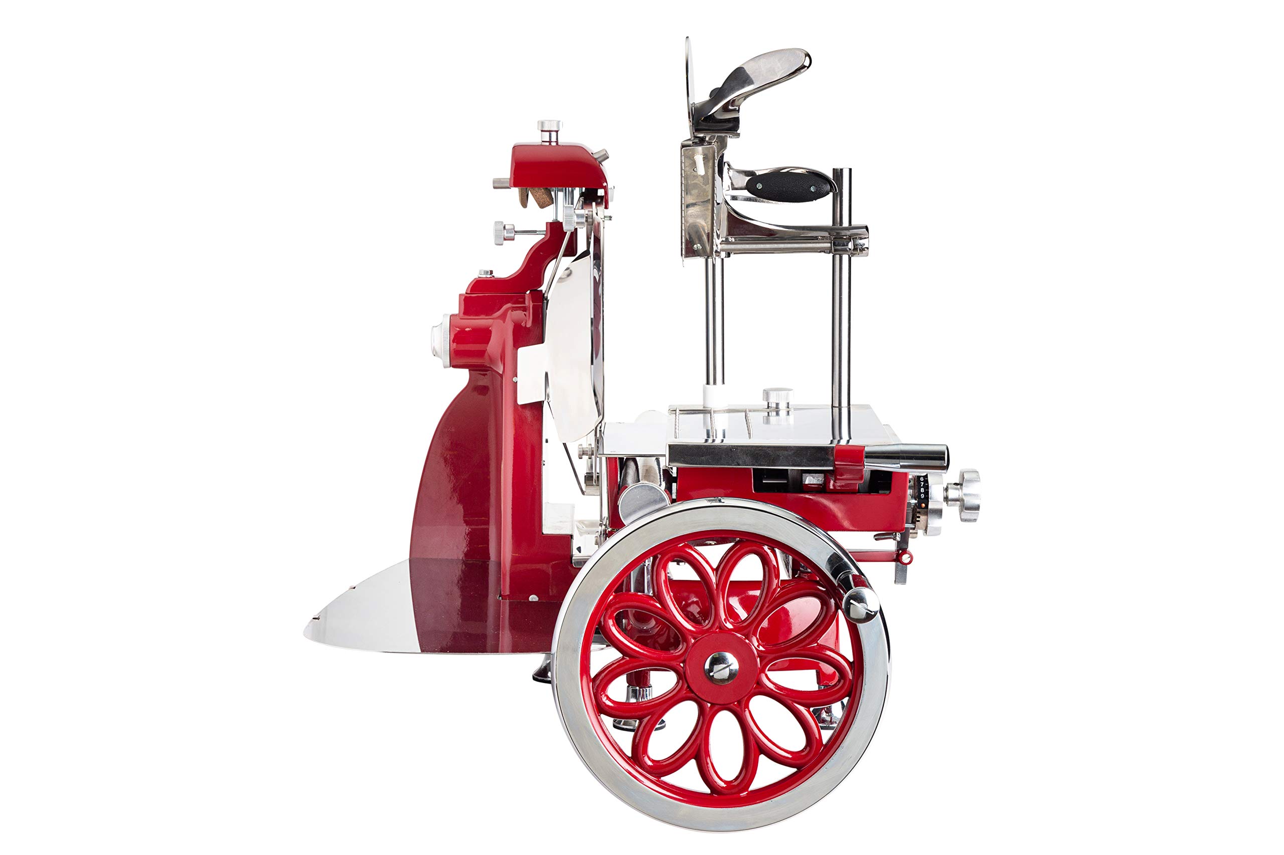 FAC - Affettatrice Volano Curvy Line 300-Lama 30cm - Parti Alluminio+ Kit Ulivo (Rosso)