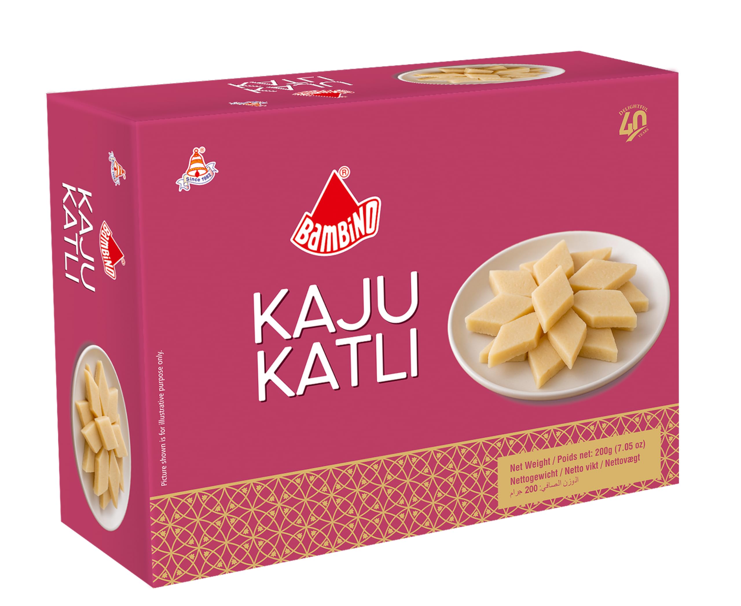 Bambino Premium Kaju Katli 200 Gms I 58% Cashews Indian Desi Cashew Meethai