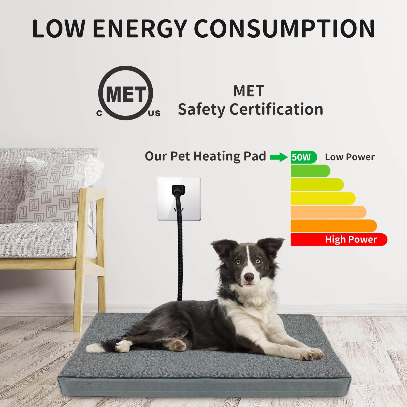 Camas térmicas para Mascotas para Interiores y Exteriores, para Gatos y Perros, Camas ortopédicas de Espuma para Gatos, Control de Temperatura automático, Funda Lavable con Forro Impermeable,