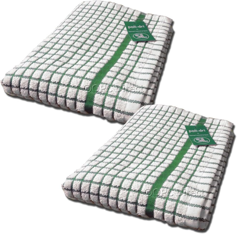 Lamont Premium Poli Dri Large Kitchen Tea Towels, TWINPACK (Green)