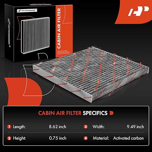 Miniatura 2 de A-Premium Filtro de aire de cabina con carbón activado compatible con Chrysler 200 2015-2017 y Jeep Cherokee 2014-2018, 2.4L 3.6L, repuesto #