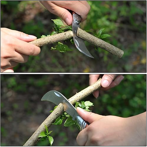 Miniatura 4 de Linsen - Cuchillo de poda e injerto para exteriores, herramienta de brotación de jardín de acero inoxidable, cuchillo de corte múltiple de bolsillo
