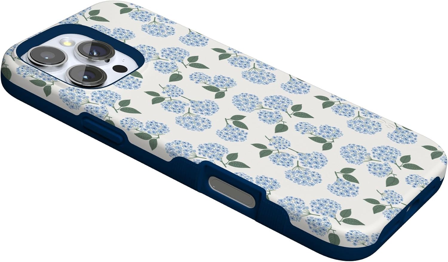 Casely iPhone 16 Pro Case | Nantucket Cottage | Blue Hydrangea | Bold Protective Design | Compatible with MagSafe