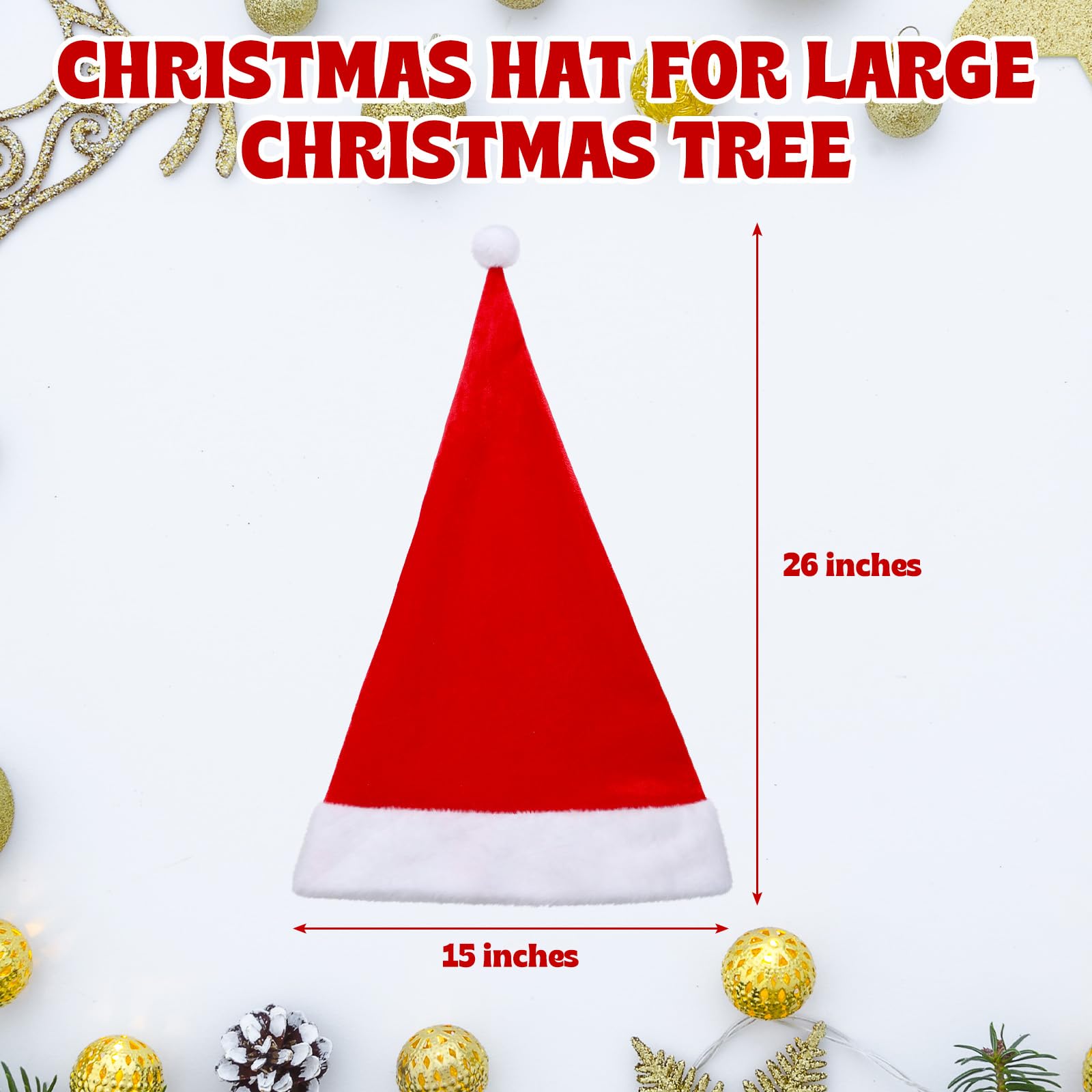 Gejoy 26 x 15 Inch Christmas Tree Topper Large Santa Tree Topper Red Santa Hat Christmas Trees Ornament for Winter Xmas Holidays Party Decorations (Classic)