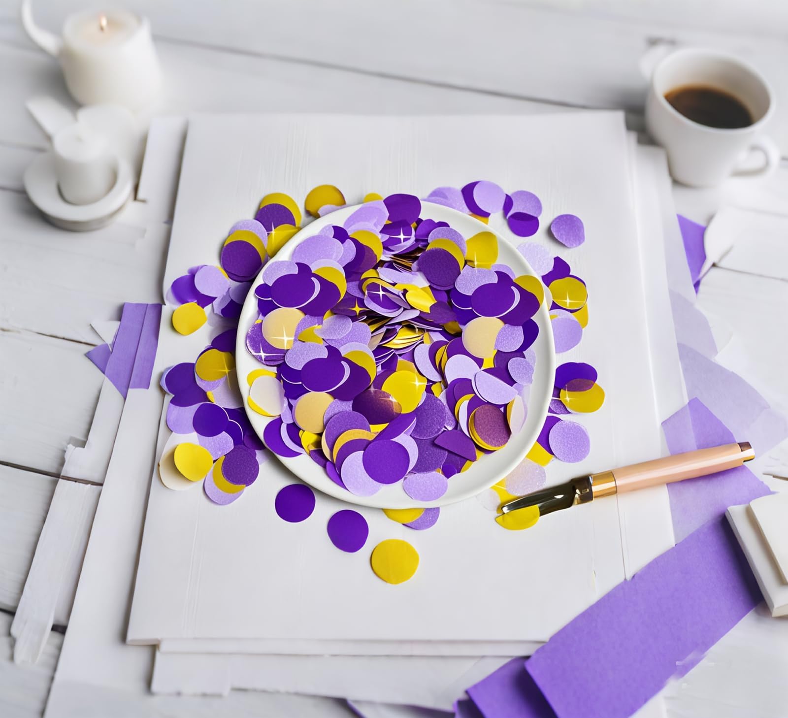 Purple Gold Confetti/Purple Gold Birthday Decorations/Purple Party Table Decorations Graduation Party Decorations/Eid Mubarak Decorations/Baby Shower