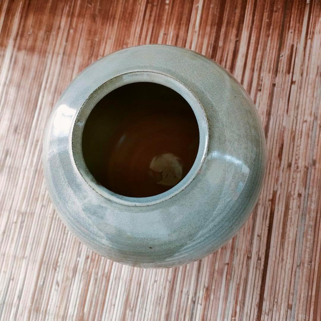 壺 富士五湖焼 五湖窯 黒釉 大型 木. 栞り. P