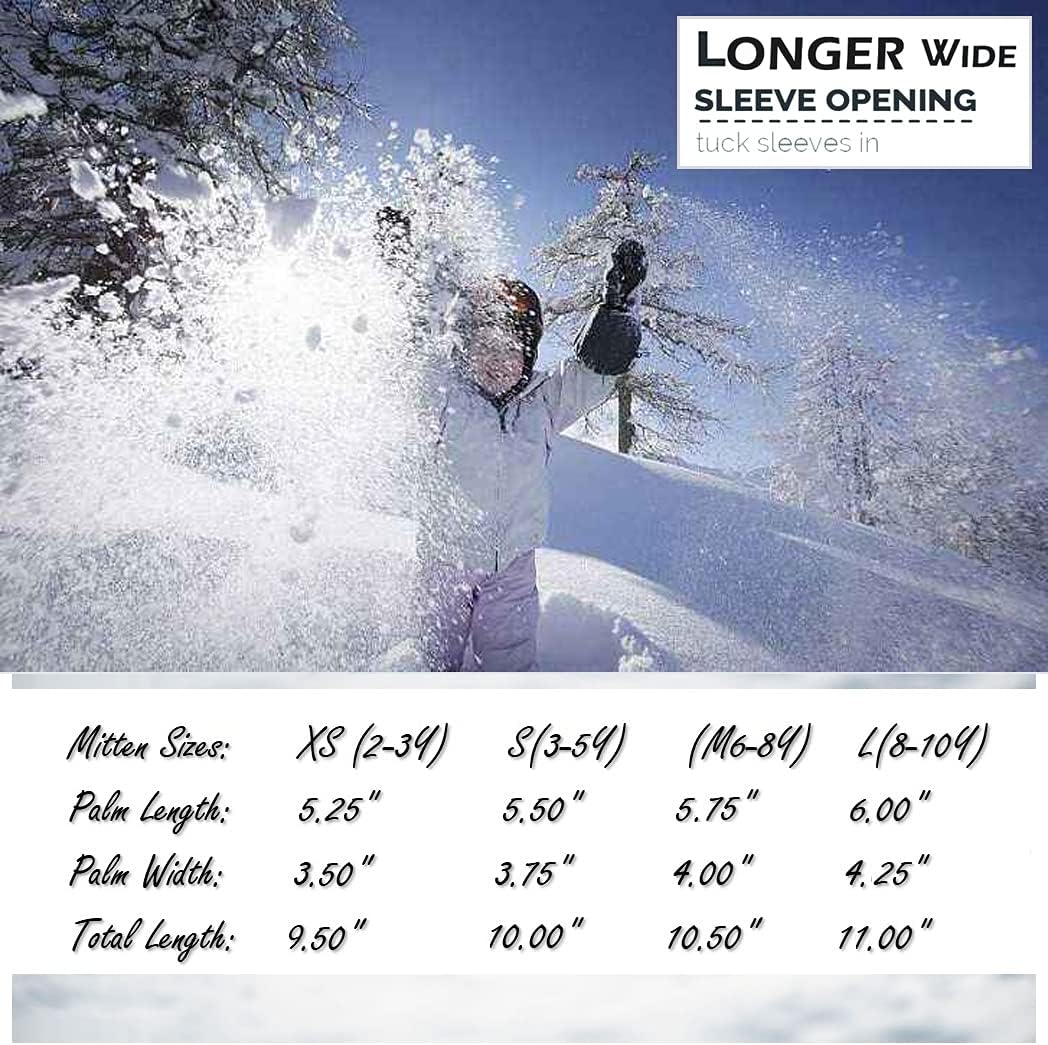 HIGHCAMP Kids Long Cuff Winter Gloves with Stay-on Strap Waterproof Mittens for Toddler Children Snow Ski - Image 7