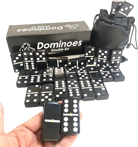 Miniatura 3 de Juego de dominó clásico negro doble seis, de calidad, apto para viajes, regalo ideal, tamaño grande, color negro, perfecto para toda la familia,