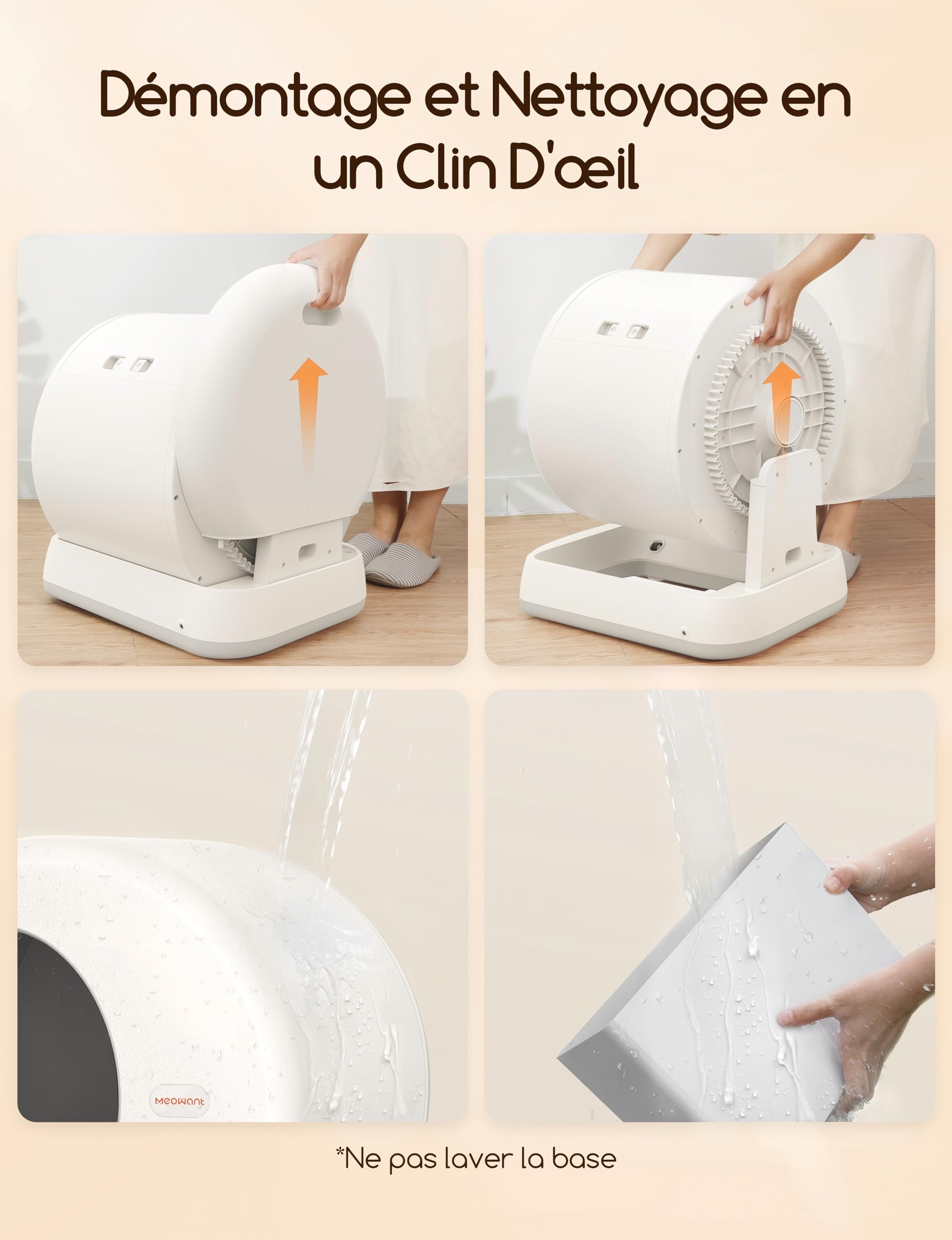 MeoWant Litiere Chat Autonettoyante, Litiere Automatique Chat Entièrement Fermé pour Plusieurs Chats, Ultra Sûr/Contrôlé par APP/Désodorisant, avec Tapis & Sac Poubelle & Déodorant