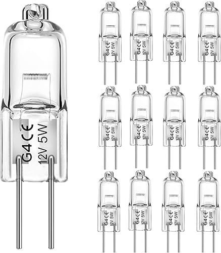 Miniatura 13 de Bombilla G4, bombillas halógenas de 12 V 20 W, 2 pines, bombillas G4 de repuesto para luz de disco debajo del gabinete, candelabros, luces