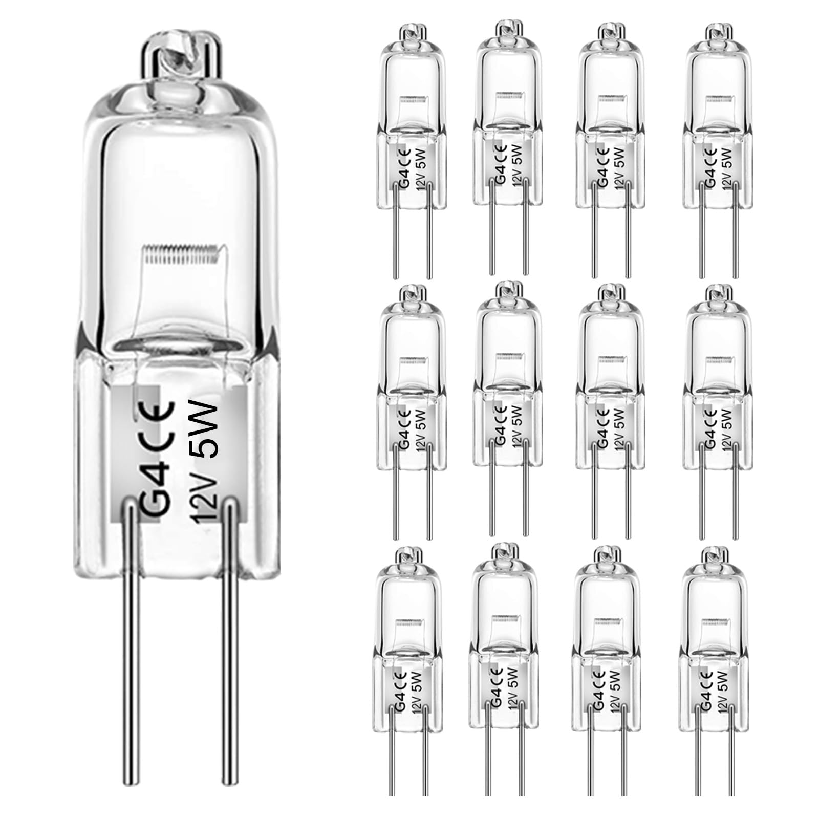 WeshLMPO G4 Bulb 5W Halogen Light 2 Pin 12V Replacement for Under Cabinet Puck, Chandeliers, Landscape Lighting Desk Lamp 2700K Warm White