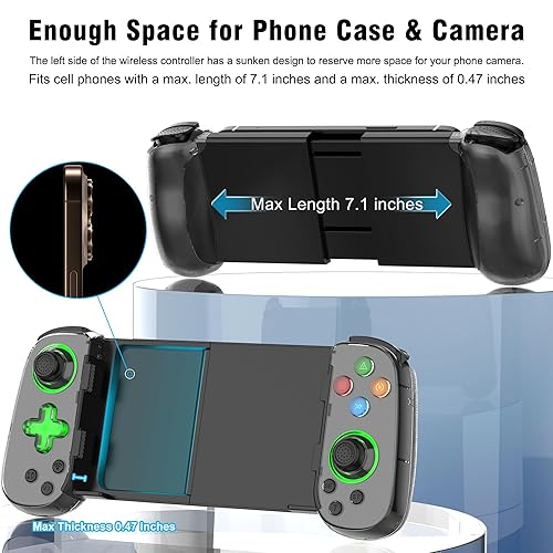 Miniatura 74 de Wireless Phone Controller for iPhone/Android, Mobile Game Controller with Hall Joystick Suitable for Xbox Cloud Gaming, PS Remote Play, Steam Link