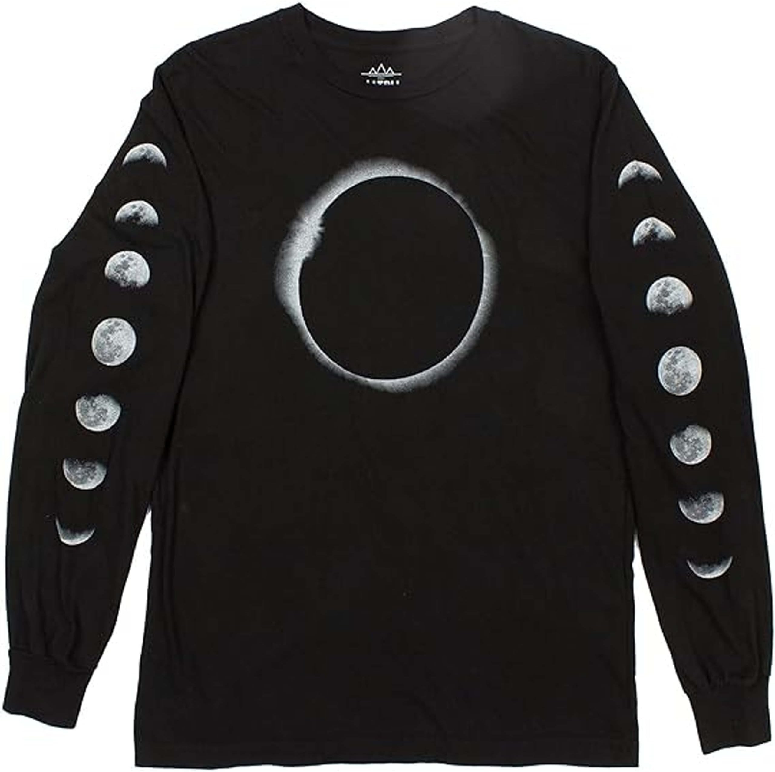 Apparel Graphic T Shirt | Lunar Eclipse Moons Mens | Black Long Sleeve Shirt Full Moon Graphic t Shirts for Menโs