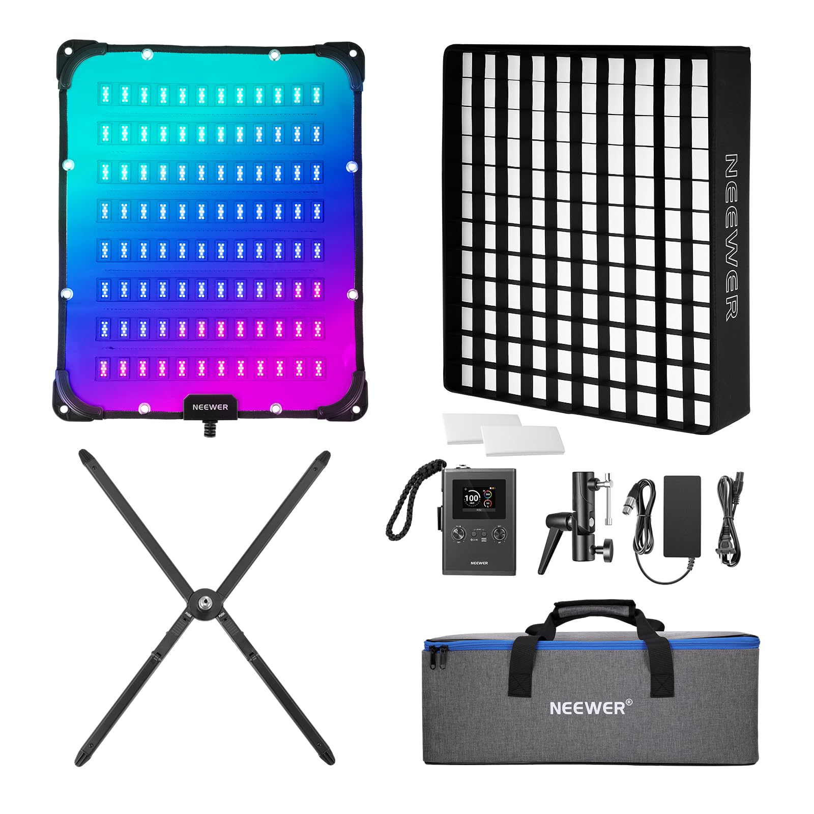Neewer 2 Packs Dimmable Bi Color 480 LED Video Light Kit, 3200~5600K CRI 96+ LED Panel with U Bracket, 75 inches Tripod Light Stand for YouTube Recording Studio Photography Streaming Key Lighting — Amazon image 12