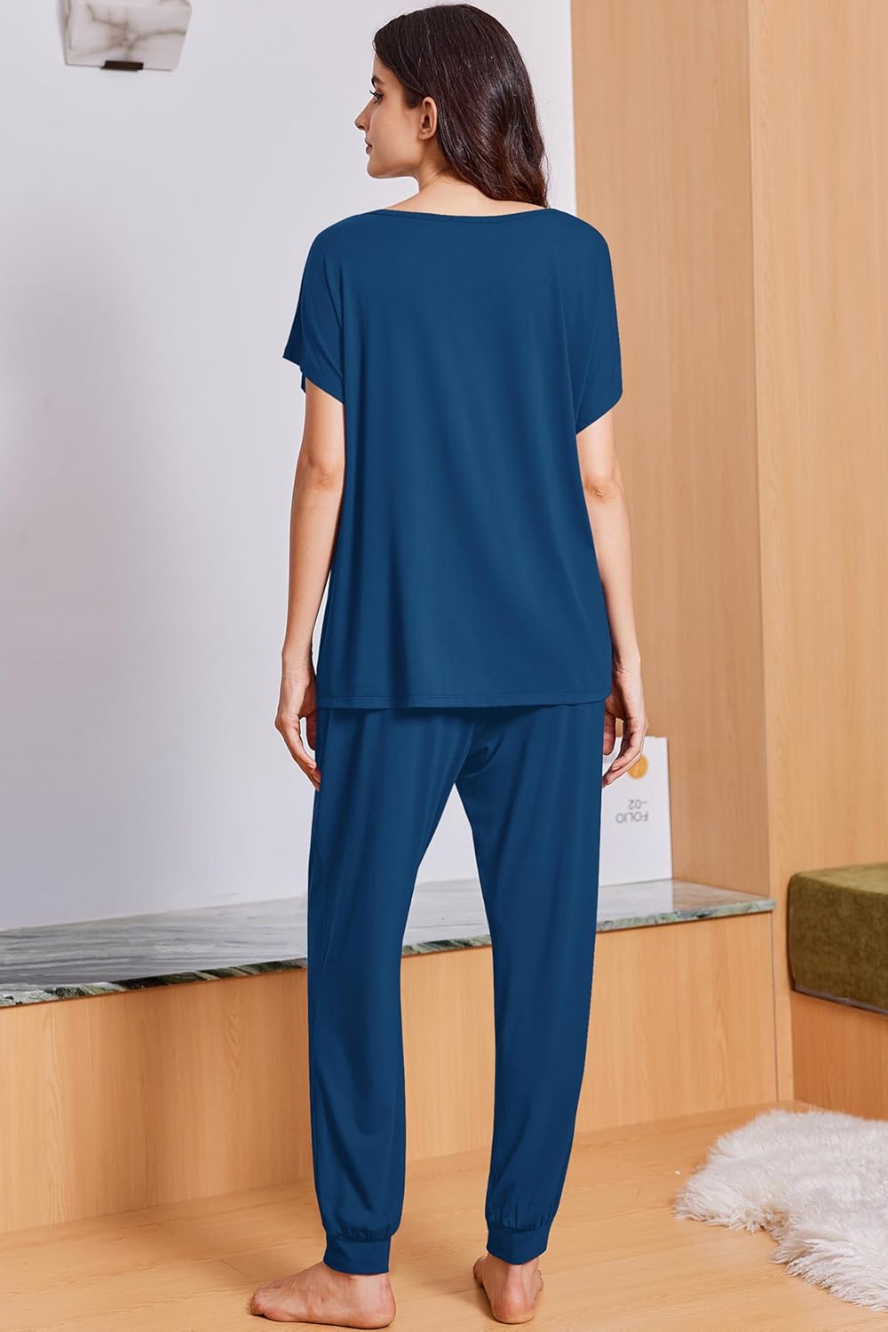 Ekouaer Viscose from Bamboo Women's Pajama Sets Super Soft Short Sleeve Button Top and Pants Pj Sleepwear Sets S-XXL