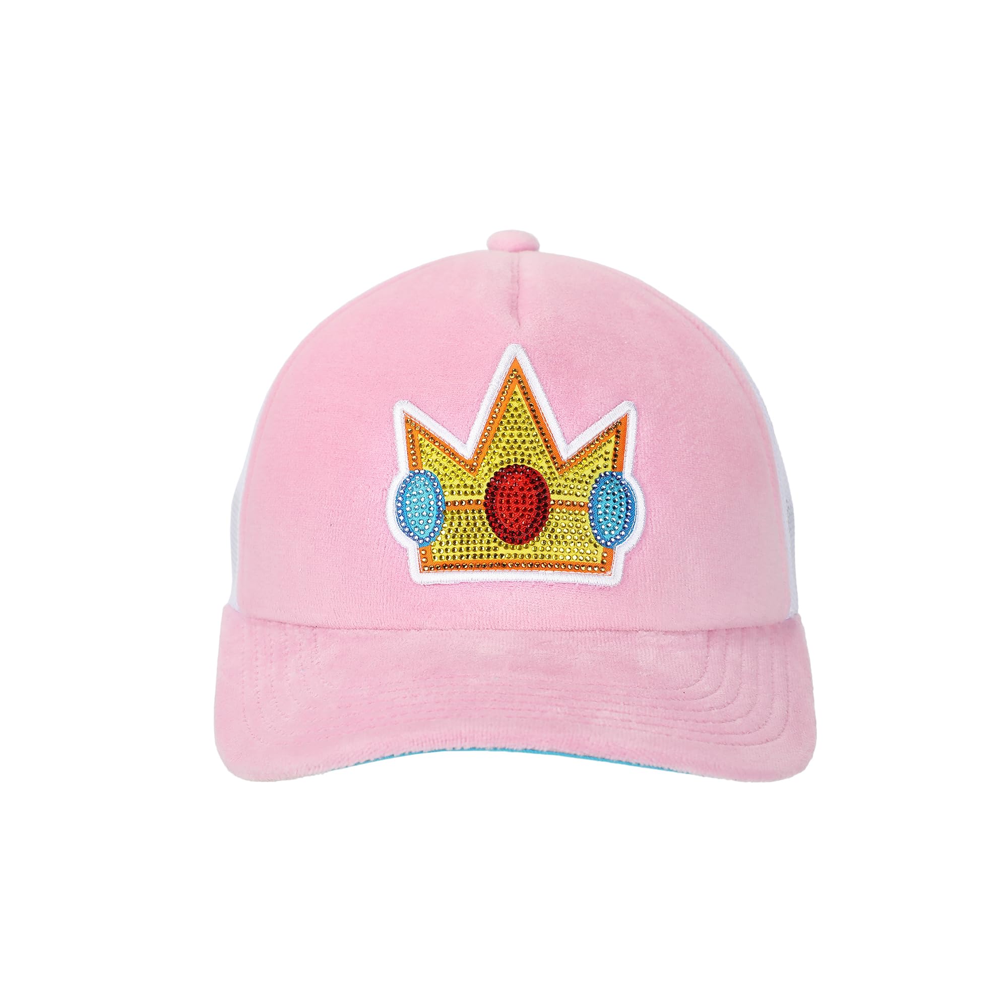 Super Mario Bros Princess Peach Rhinestone Crown Pink Trucker Hat-OSFA
